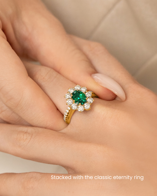 Emerald Halo Engagement Ring in 18k Gold Vermeil