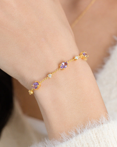 Complete Set - Amethyst Jewellery Set in 18k Gold Vermeil