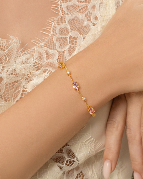 Pink Sapphire Bracelet in 18k Gold Vermeil