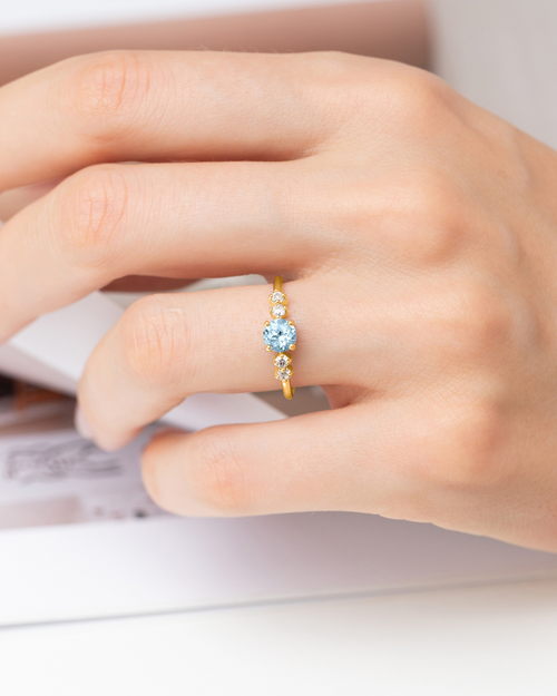 Sky Blue Topaz Five Stone Ring in 18k Gold Vermeil