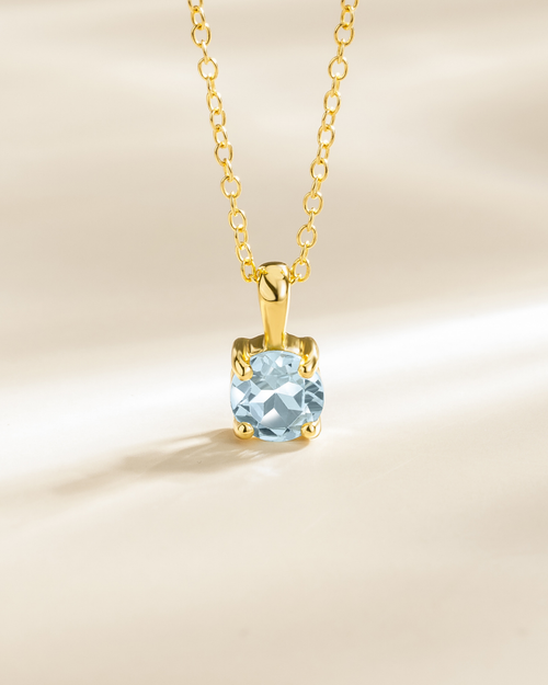 Sky Blue Topaz Solitaire Pendant Necklace in 18k Gold Vermeil