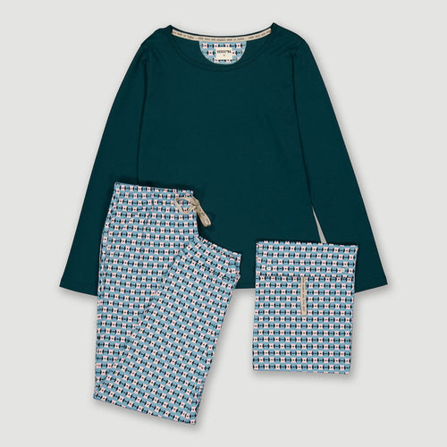 Fairtrade Organic Long Sleeve Pyjama Set with Bag (Patterned)