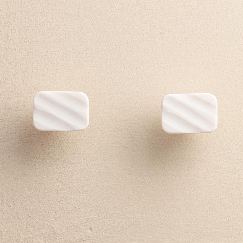 Eesha White Marble Rectangle Drawer Knobs