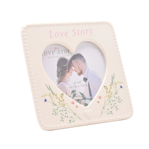 Love Story Ceramic Photo Frame 4" x 4