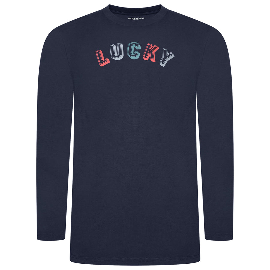 Lucky Brand Crew Neck & Closed Hem Flannel Pant Pyjama Set