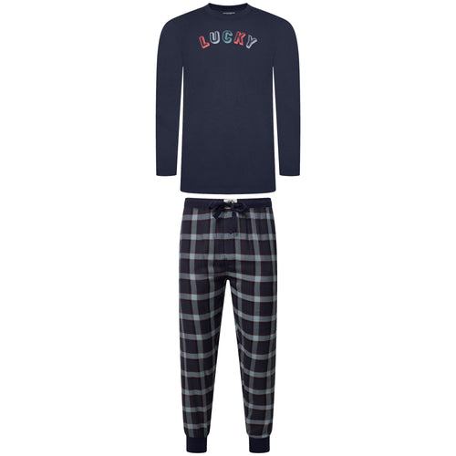 Lucky Brand Crew Neck & Closed Hem Flannel Pant Pyjama Set