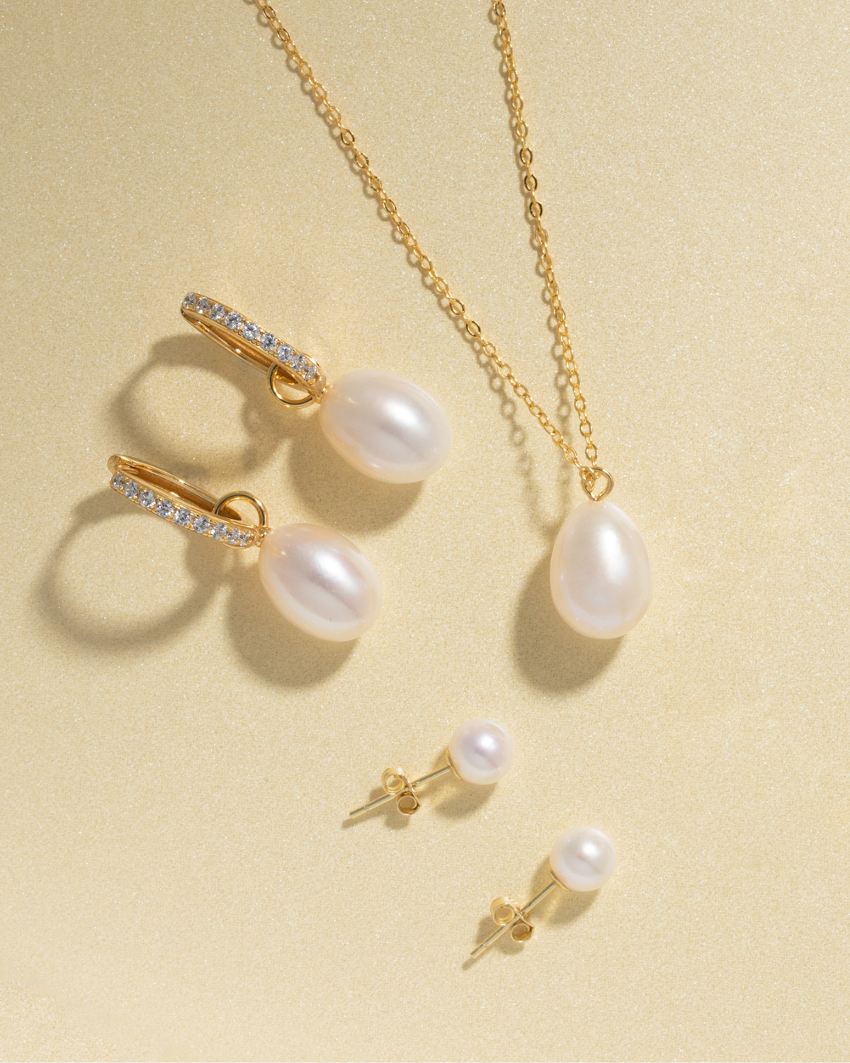 Freshwater Pearl Hoop Drop Earrings in 18k Gold Vermeil