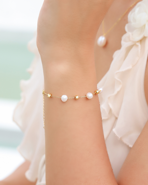 Pearl Everyday Jewellery Set in 18k Gold Vermeil