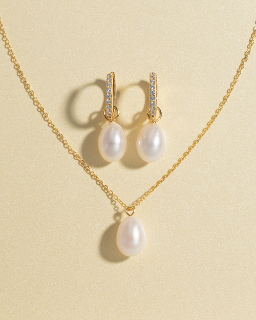 Freshwater Pearl Hoop Drop Earrings in 18k Gold Vermeil