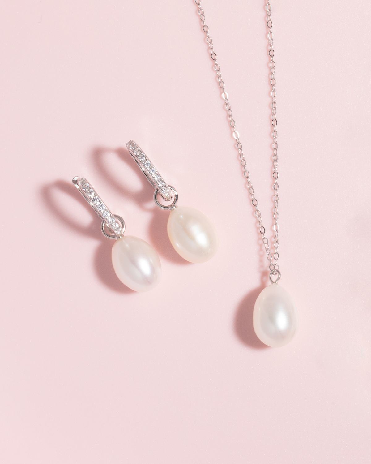 Large Freshwater Pearl Pendant Necklace in Sterling Silver
