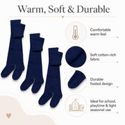 Sock Stack Girls Cotton Lycra Tights 3 Pairs Cotton Rich Back To School Uniform Reinforced Heel Toe Multipack Value