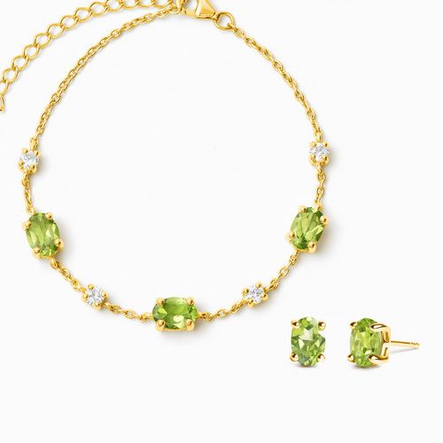 Mini Set 2 - Peridot Jewellery Set in 18k Gold Vermeil