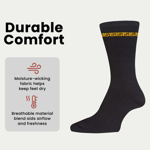 Sock Stack 5 Pack Men's Sparta Greek Design Sport Socks Cotton Durable Blend For Sports