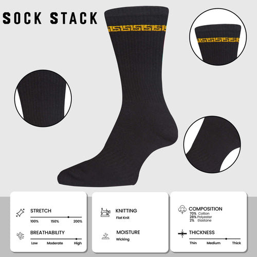 Sock Stack 5 Pack Men's Sparta Greek Design Sport Socks Cotton Durable Blend For Sports