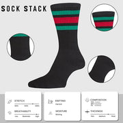 Sock Stack Mens Stripes Sport Crew Socks Cotton Durable Blend 5 Pack For Training Running