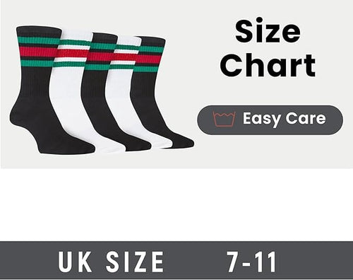 Sock Stack Mens Stripes Sport Crew Socks Cotton Durable Blend 5 Pack For Training Running