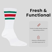 Sock Stack Mens Stripes Sport Crew Socks Cotton Durable Blend 5 Pack For Training Running