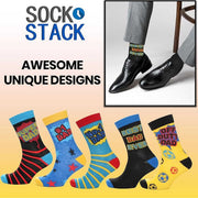 Sock Stack Mens Cotton Rich Novelty Dad Socks 5 Pack Colorful Breathable Crew Length Gift