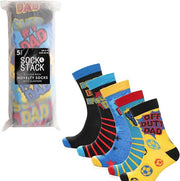 Sock Stack Mens Cotton Rich Novelty Dad Socks 5 Pack Colorful Breathable Crew Length Gift