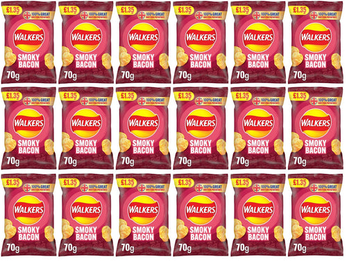 18 x Walkers Smoky Bacon - 70GM