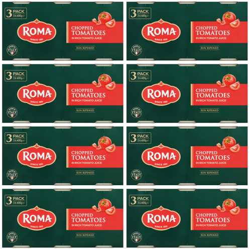8 x Roma Chopped Tomato 3pk - 3X400G