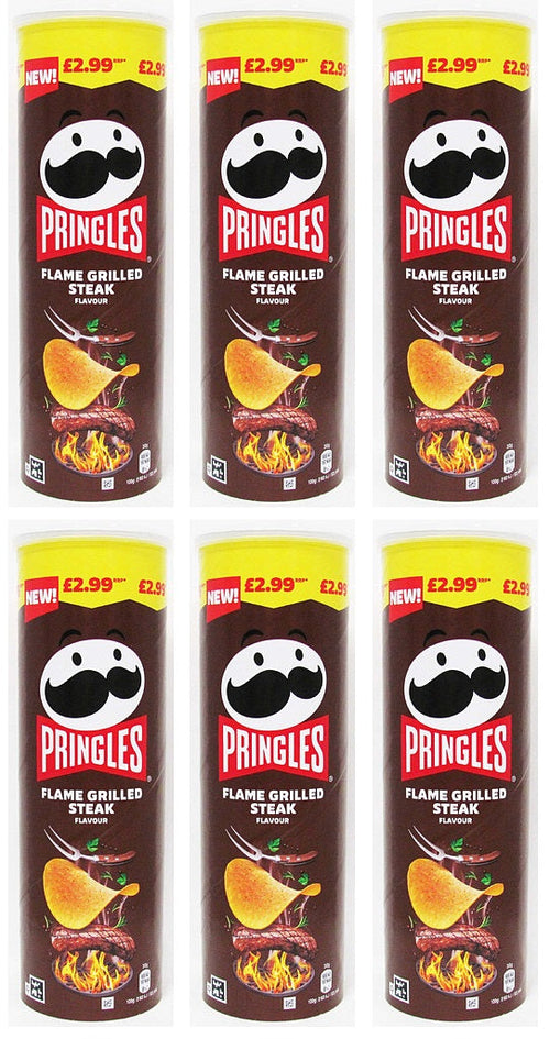 6 x Pringles Flame Grilled Steak - 165GM