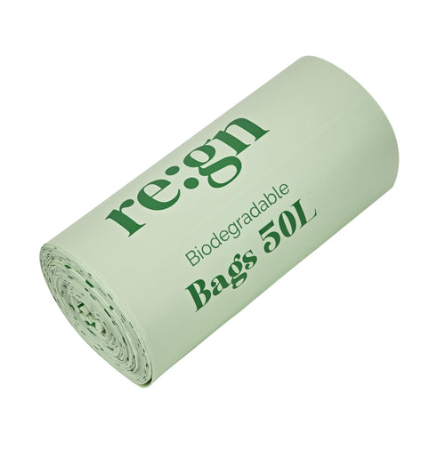 50L Biodegradable Eco Friendly Bin Bags, Eco Waste Disposal - 25 Pack
