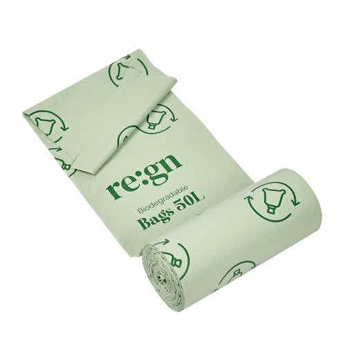 50L Biodegradable Eco Friendly Bin Bags, Eco Waste Disposal - 25 Pack