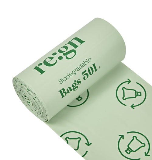 50L Biodegradable Eco Friendly Bin Bags, Eco Waste Disposal - 25 Pack