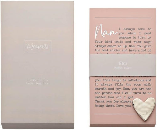 "Nan" Sentimental Moments Message Plaque Freestanding Or Hanging Gift MO111