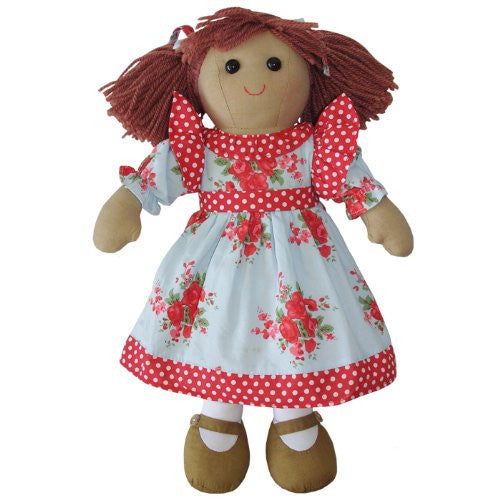 Powell Craft Rag Doll - Blue/Red Rose Dress