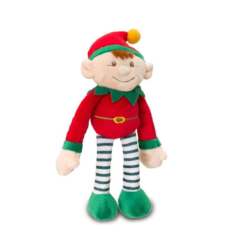 Red Christmas Dangly Elf Soft Toy With Stick Together Hands Can Sit On Shelf