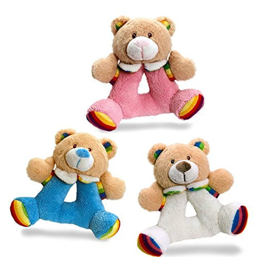 Keel Toys Rainbow Teddy Rattle 15cm - Blue
