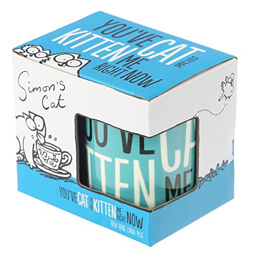 Puckator Simon's Cat Mug in Fine China - Blue, White, Black, 12 x 8.5 x 9.5 cm
