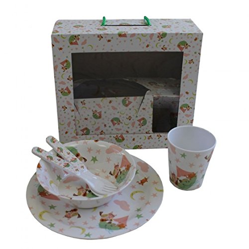 Childrens Melamine Dinner Set. Powell Craft Owl and Pussycat Kids Gift Set - from Little PJs