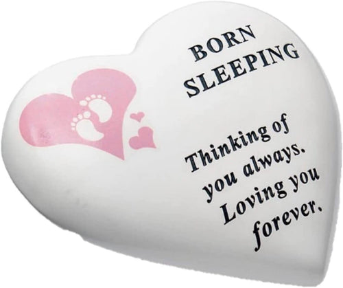 Baby Graveside Memorial Heart Ornament Footprints - Born Sleeping - Pink / Girl