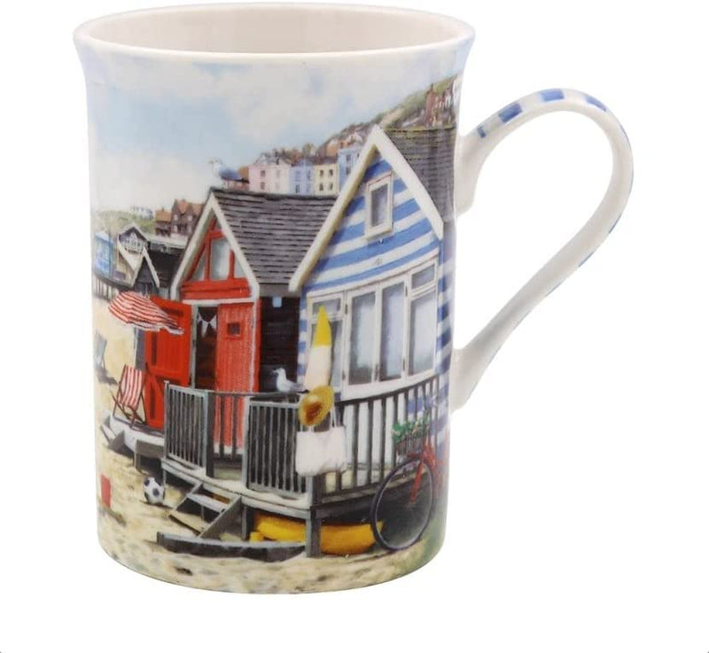The Leonardo Collection  Sandy Bay Seaside Beach Huts, fine porcelain mug, in box