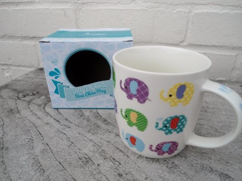Bone China Mug "Dotty Elephants" Presented in a Gift Box - Design by Lauren Billingham
