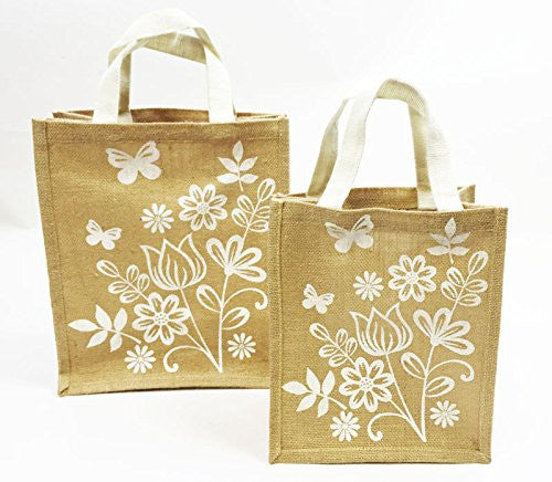 Brown Canvas Bag Mothers Day Gift Wrap Present With Handles Small Medium Large-Large(11x12")
