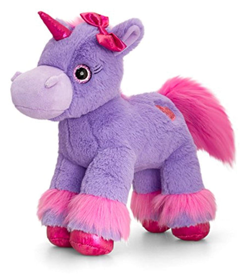 Keel Glitter Gems Unicorn with Applique Heart 18cm, Babies Soft Toys and Gifts (Lilac)