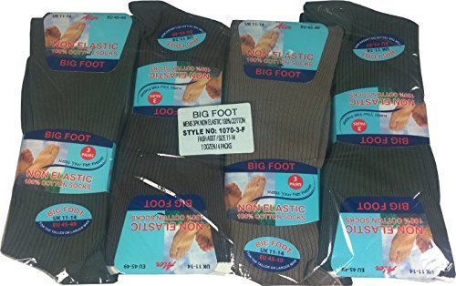 Mens 100% Cotton Non-Elastic Socks, Size 11-14, Fashion