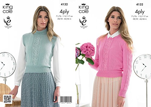 King Cole 4132 Knitting Pattern Top and Sweater to knit in King Cole Authentic DK