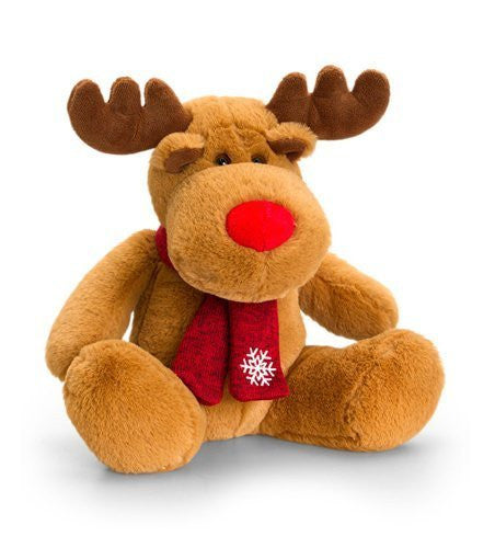 Keel Toys Deluxe 25cm Reindeer with Red Scarf 