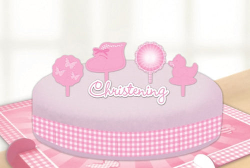 Amscan Christening Booties Cake Decorating Kits, Pink