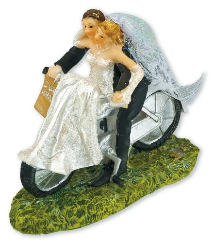 CLUB GREEN Resin Bride and Groom On Bicycle, White, 120 x 60 x 100 mm