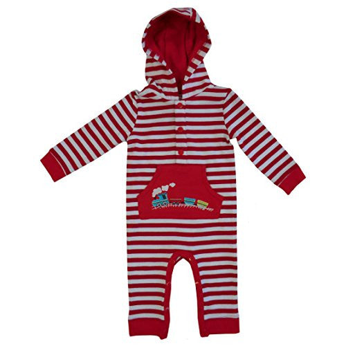 powell craft train strippy hooded jumpsuit 6 - 12 months