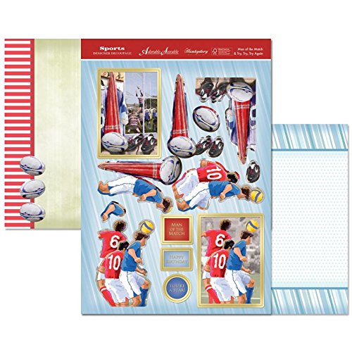 hunkydory adorable scorable sports & leisure time designer decoupage set man of the match & try,try,try again