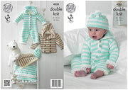 King Cole Cuddles DK Double Knitting Pattern Baby Clothes Set - Onesie Coat Hat & Blanket (4233)
