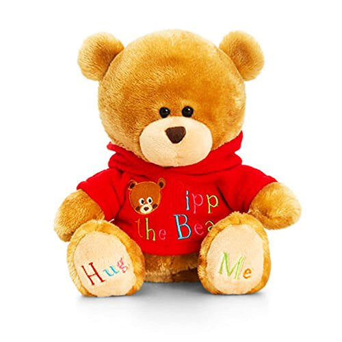 Keel Toys Pipp The Bear Plush Toy With Red Hoody (20cm) (20cm) (Brown)