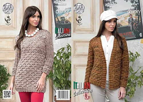 King Cole 4304 Knitting Pattern Leaflet Ladies Jacket and Sweater in Venice Chunky